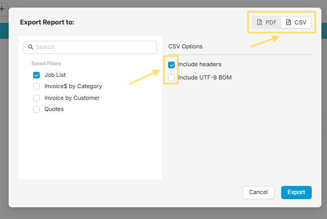 How to Export Reports into CSV or PDF in Wink V2